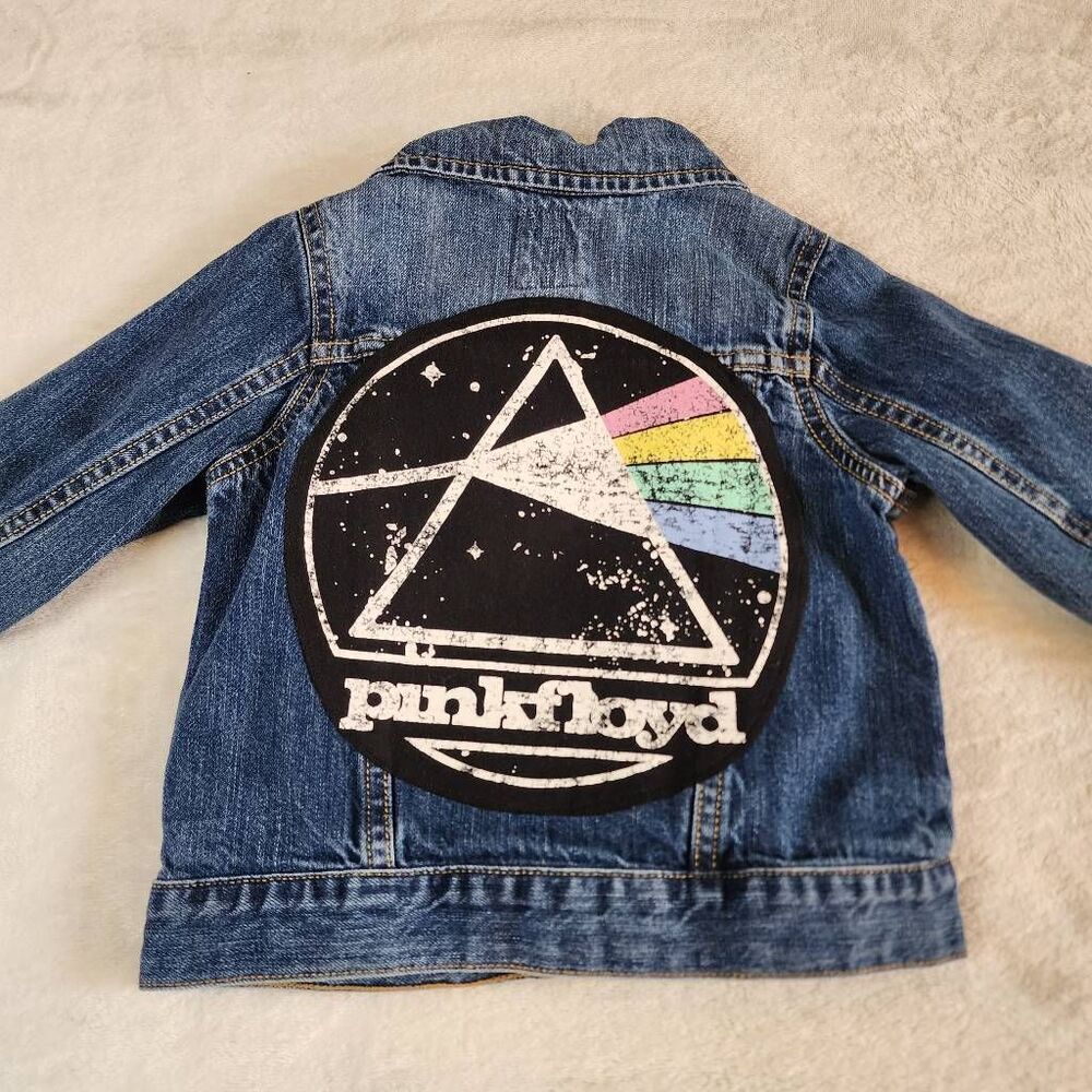 Old Navy Pink Floyd Upcycled Denim Jacket Size 2T